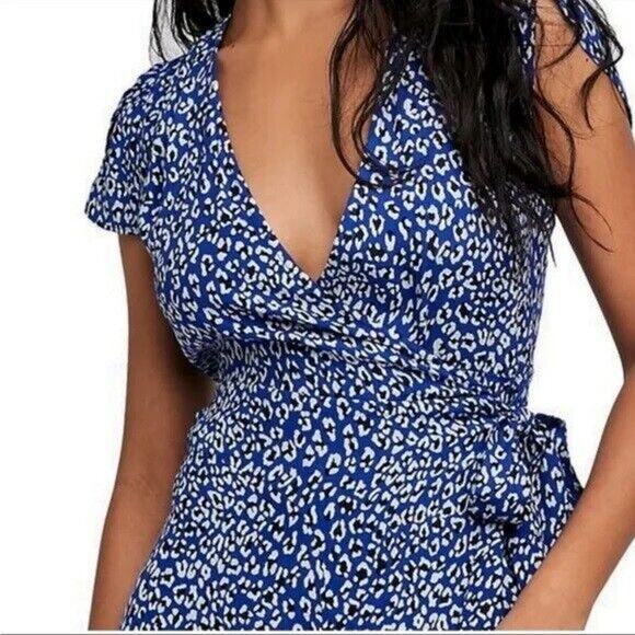 Free People Gorgeous Jess Maxi Wrap Dress Size Small Blue Black Floral Boho - Picture 3 of 10